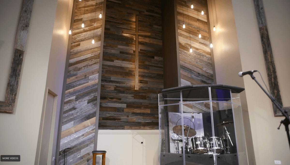 Detail of acoustic treatment and stage construction at Redemption Hills